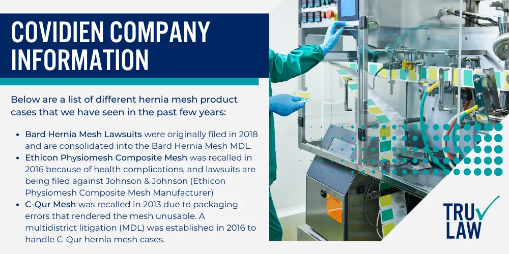 Abdominal Pain After Faulty Ethicon Physimesh Hernia Repair Mesh Used In Surgery; Covidien Hernia Mesh_ Complications, Lawsuits, Settlements, & Other Info; Covidien Hernia Mesh Lawsuits_ Overview; Covidien Hernia Mesh Lawsuit Updates; Covidien Company Information