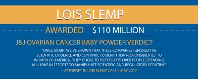 110 Million Talcum Verdict Lois Slemp Infographic