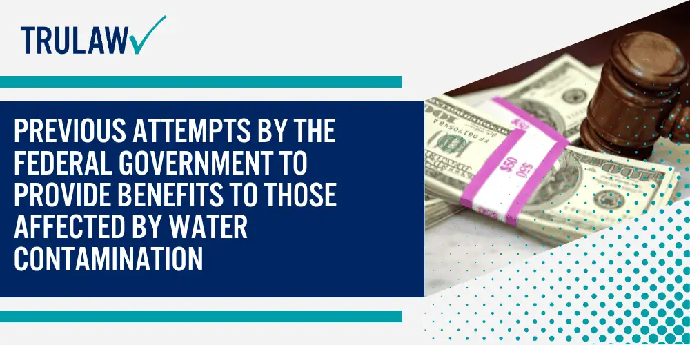 Camp Lejeune Water Contamination Lawsuit; Discovery of Toxic Substances in Camp Lejeune Water; Health Issues related to Camp Lejeune Water Contamination;  Health Issues related to Camp Lejeune Water Contamination;   The Camp Lejeune Justice Act; Previous Attempts by the Federal Government to Provide Benefits to those affected by Water Contamination