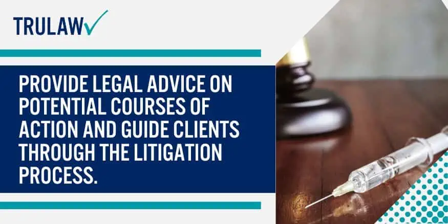 Provide legal advice on potential courses of action and guide clients through the litigation process.
