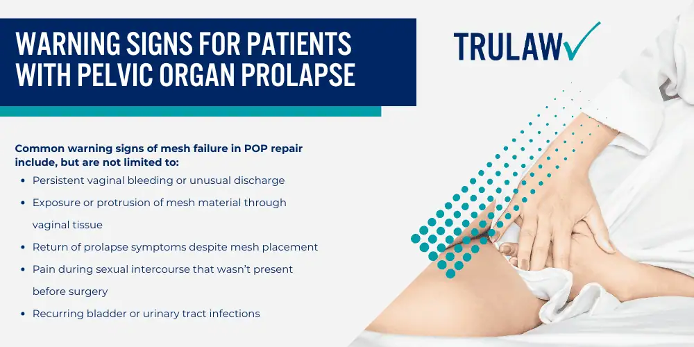 How Can A Transvaginal Mesh Attorney from TruLaw Help You; Major Causes of Transvaginal Mesh Device Failure; Design Flaws in Pelvic Mesh Implant Devices;  Surgical Technique Issues in Transvaginal Mesh Surgery; Identifying Signs of Transvaginal Mesh Implant Failure; Warning Signs for Patients with Pelvic Organ Prolapse