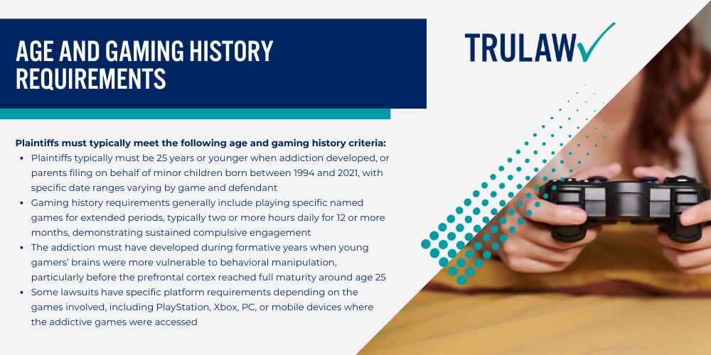 Estimated Video Game Addiction Lawsuit Settlement Amounts; Settlement Projections by Case Severity; Why No Standardized Settlement Amounts Exist Yet; Factors That Affect Video Game Addiction Lawsuit Payout Amounts; Severity and Duration of Addiction; Age at Addiction Onset; Documentation and Evidence Quality; Types of Damages Recoverable in Video Game Addiction Lawsuits; Economic Damages; Non-Economic Damages; Punitive Damages Potential; Video Game Companies and Games Named in Addiction Lawsuits; Major Defendant Companies; Specific Games and Addictive Features Alleged; How Video Game Addiction Settlement Values Are Calculated; Settlement Calculation Methodologies; Building Case Value Through Strategic Documentation; Current Video Game Addiction Litigation Status and Timeline; California JCCP Consolidation; Federal MDL Developments and Key Case Updates; Eligibility Requirements for Video Game Addiction Lawsuit Payouts; Age and Gaming History Requirements