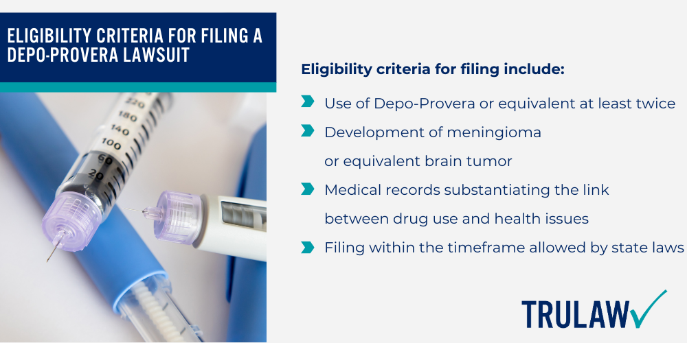 How Can A Depo Provera Lawsuit Attorney from TruLaw Help You; The Risks of Depo-Provera Usage; Scientific Studies Linking Depo-Provera to Brain Tumors; Historical Warnings and Pfizer’s Knowledge of Risks; Meningioma Brain Tumors Associated with Depo-Provera; Product Liability Claims Against Pfizer;  Eligibility Criteria for Filing a Depo-Provera Lawsuit