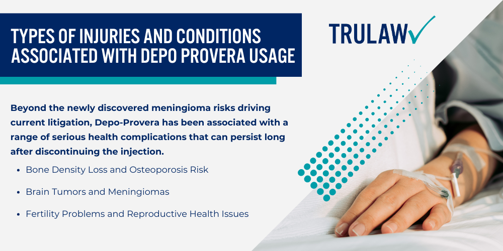 Overview of Depo Provera Birth Control Shot; Primary Health Concerns Leading to Legal Action; Types of Injuries and Conditions Associated with Depo Provera UsageHealth Concerns Leading to Legal Action