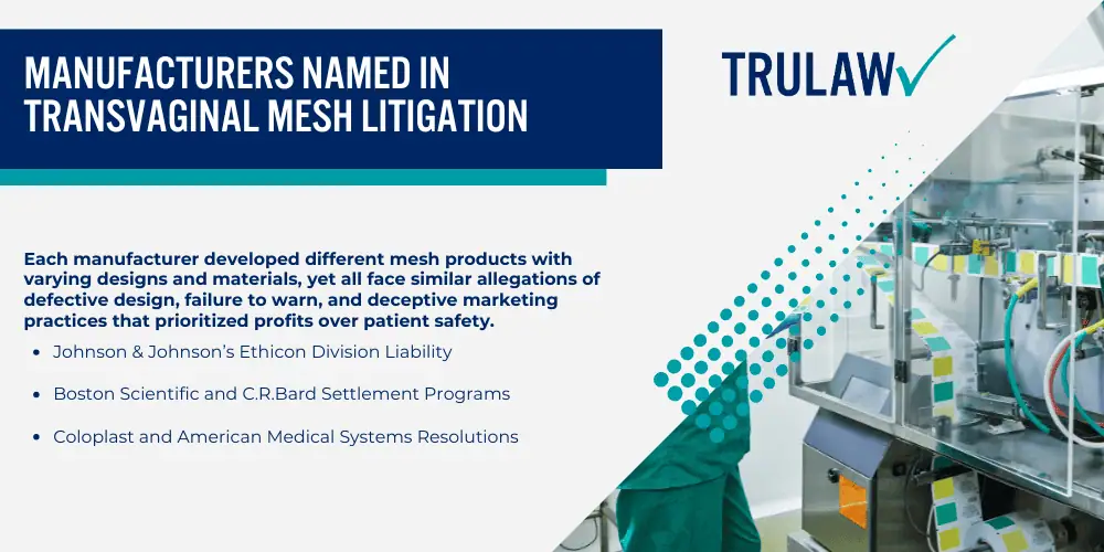 Why Are Women Filing Vaginal Mesh Claims; The Legal Basis for Transvaginal Mesh Claims; Serious Complications and Injuries Caused by Transvaginal Mesh; FDA Actions and Regulatory History of Transvaginal Mesh; Eligibility Requirements for Filing a Transvaginal Mesh Lawsuit; The Legal Process of Filing a Transvaginal Mesh Claim; Filing the Complaint and Discovery Phase; Transvaginal Mesh Settlement Amounts and Compensation Factors; Manufacturers Named in Transvaginal Mesh Litigation
