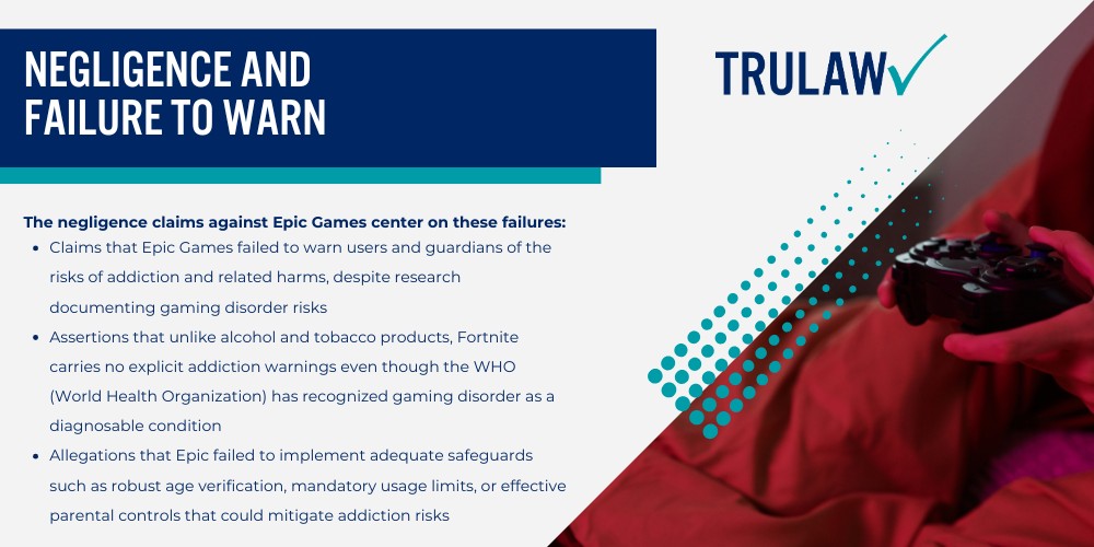 Fortnite's Allegedly Addictive Design Features; Battle Pass System and Season Events; Virtual Currency and In-Game Purchases; Reward Loops and Progression Systems; Psychological Manipulation Tactics Targeting Minors; Fear of Missing Out (FOMO) Strategies; Social Pressure and Peer Dynamics; Health Effects of Fortnite Addiction in Children and Teens; Mental Health Consequences;  Behavioral and Physical Impact; Legal Basis for Fortnite Addiction Claims; Product Liability and Defective Design; Negligence and Failure to Warn