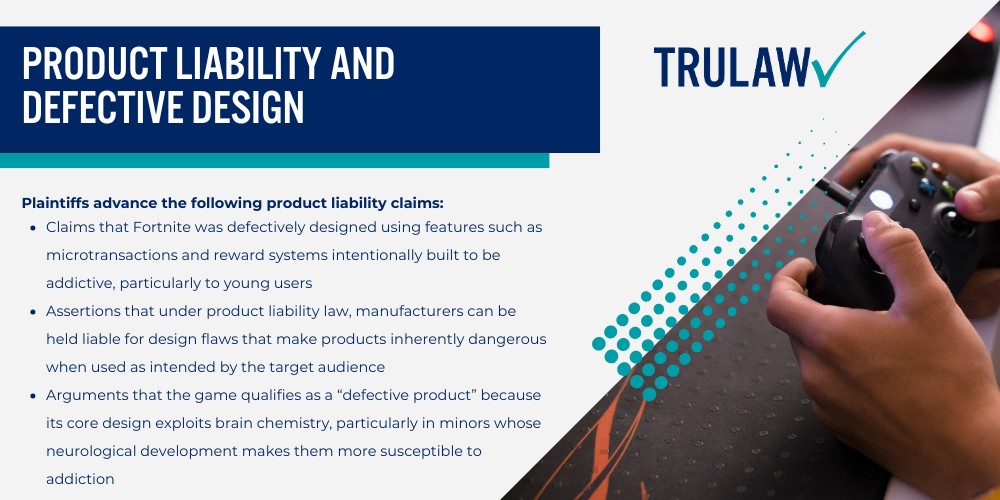 Fortnite's Allegedly Addictive Design Features; Battle Pass System and Season Events; Virtual Currency and In-Game Purchases; Reward Loops and Progression Systems; Psychological Manipulation Tactics Targeting Minors; Fear of Missing Out (FOMO) Strategies; Social Pressure and Peer Dynamics; Health Effects of Fortnite Addiction in Children and Teens; Mental Health Consequences;  Behavioral and Physical Impact; Legal Basis for Fortnite Addiction Claims; Product Liability and Defective Design