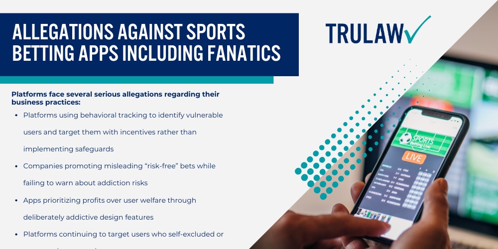 Predatory Features Allegedly Used by Sports Betting Platforms; What Is the Fanatics Sportsbook Lawsuit About; Allegations Against Sports Betting Apps Including Fanatics
