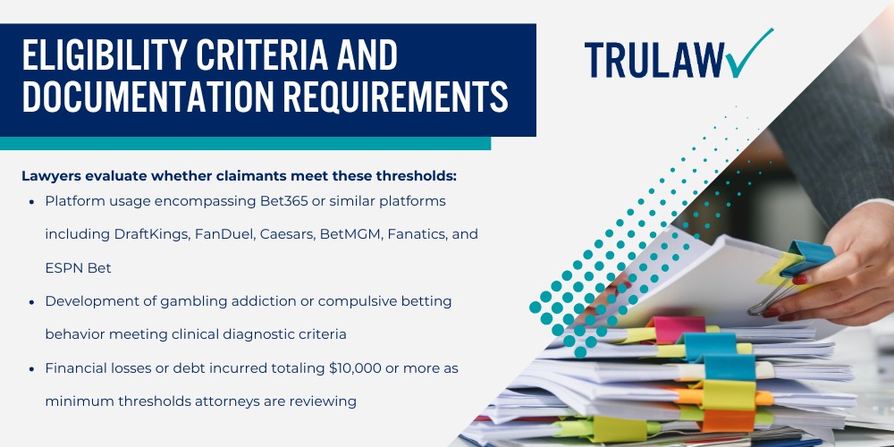 What is Bet365 and How Does the Platform Operate; Bet365’s Market Position and User Base; Services and Betting Options Available Through Bet365; Allegations Against Bet365 in Gambling Addiction Lawsuits; How Bet365 and Similar Platforms Use Addictive Design Features; Recognizing the Warning Signs of Gambling Addiction; Recognizing the Warning Signs of Gambling Addiction; Behavioral and Emotional Red Flags; Financial and Legal Consequences; Legal Claims Available in Bet365 Gambling Addiction Cases; How to File a Bet365 Gambling Addiction Lawsuit; Eligibility Criteria and Documentation Requirements