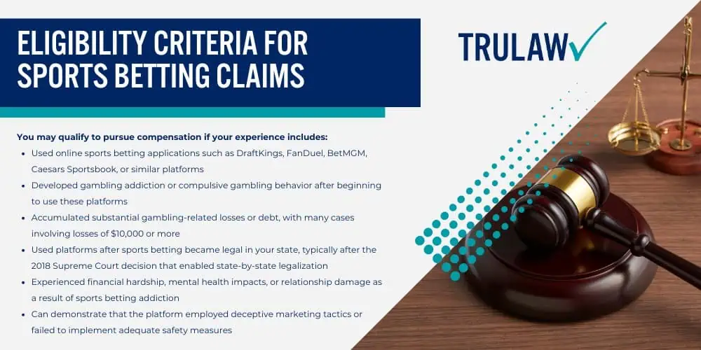Predatory Tactics Alleged in Sports Betting Lawsuits; Addictive App Design Features; How These Features Exploit Brain Chemistry; Sports Betting Addiction_ Warning Signs and Health Impacts; Predatory Tactics Alleged in Sports Betting Lawsuits; Addictive App Design Features; How These Features Exploit Brain Chemistry; Sports Betting Addiction_ Warning Signs and Health Impacts; Mental Health and Life Consequences; Who Qualifies to File a Sports Betting Lawsuit; Eligibility Criteria for Sports Betting Claims